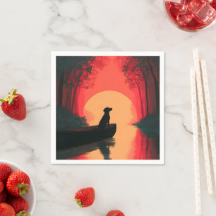 Minimalist Sunset Black Labrador Dog Napkins