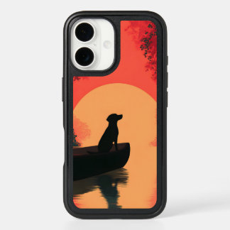 Minimalist Sunset Black Labrador Dog iPhone 16 Case