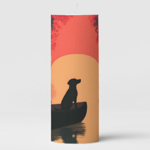Minimalist Sunset Black Labrador Dog Pillar Candle