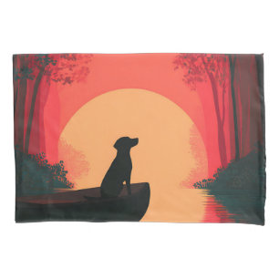Minimalist Sunset Black Labrador Dog Pillow Case