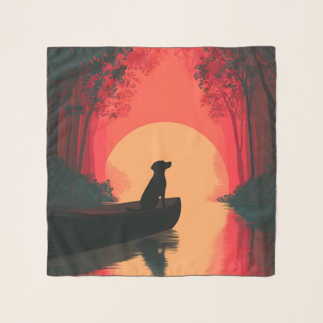 Minimalist Sunset Black Labrador Dog Scarf (Front)