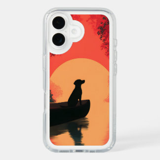 Minimalist Sunset Black Labrador Dog iPhone 16 Case