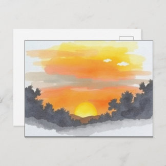 Minimalist Sunset Horizon Scenic Postcard