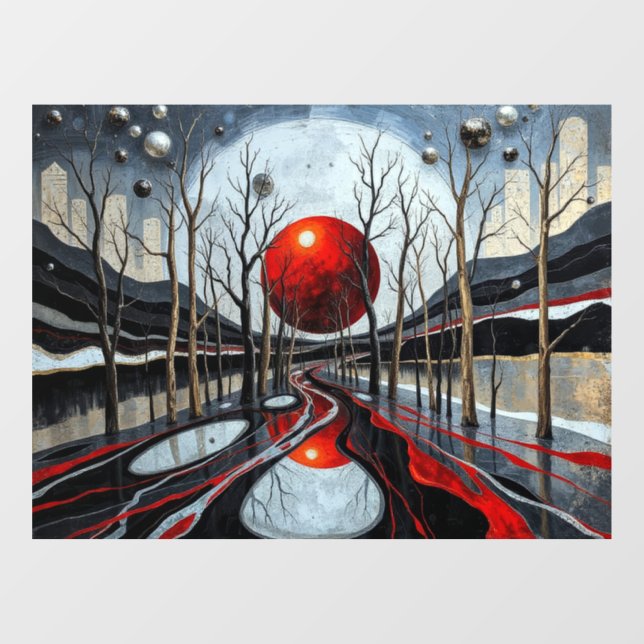 Minimalist Sunset Landscape art Window Cling (Sheet)