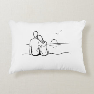 Minimalist Sunset Moment Line Art Accent Pillow