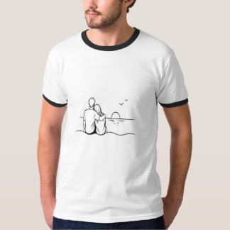Minimalist Sunset Moment Line Art T-Shirt
