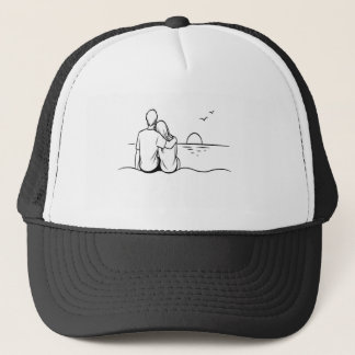 Minimalist Sunset Moment Line Art Trucker Hat