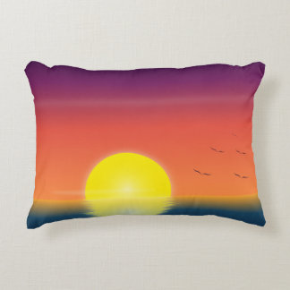 Minimalist Sunset Ocean Accent Pillow