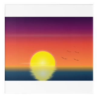 Minimalist Sunset over Ocean Vector Art