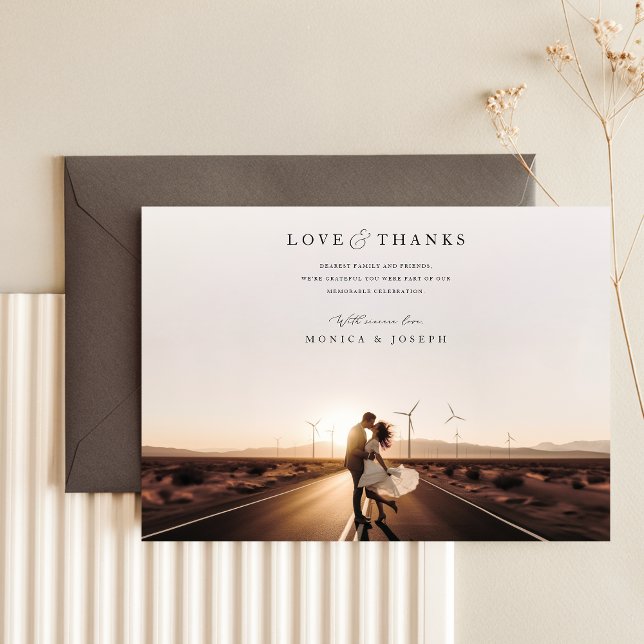 Minimalist Sunset Photo Wedding Thank You Card (Creator Uploaded)