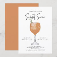 Minimalist Sunset Summer Cocktail Party Invitation