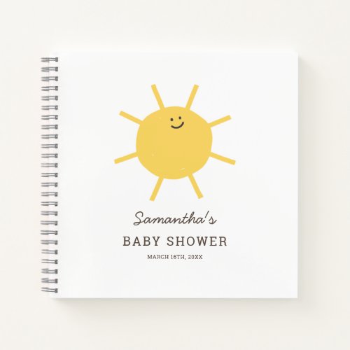 Minimalist Sunshine Baby Shower Guestbook Notebook