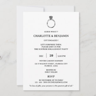 Minimalist Surprise Engagement Party  Invitation