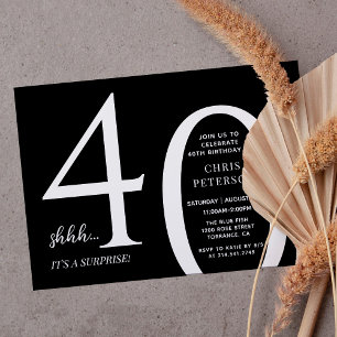 Minimalist Surprise Forty 40th Birthday Party Invitation