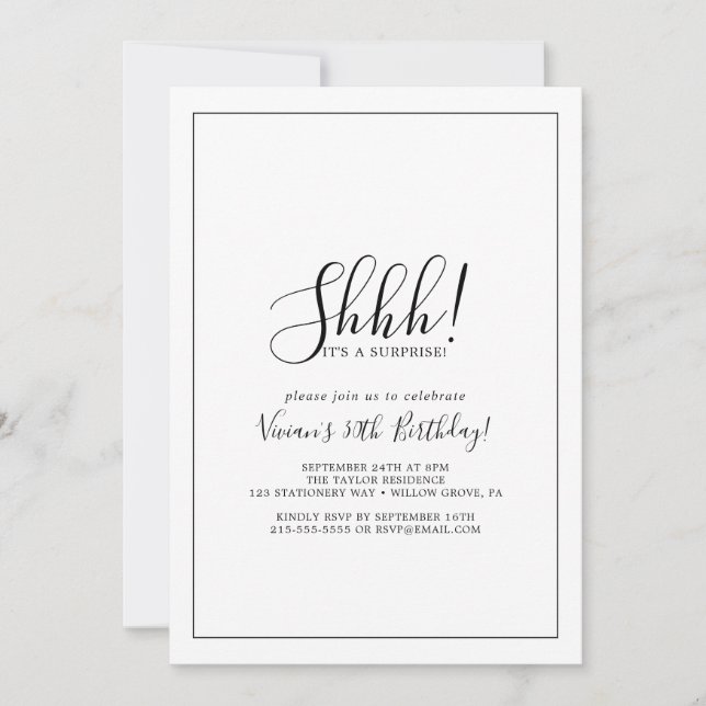 Minimalist Surprise Party Invitation (Front)