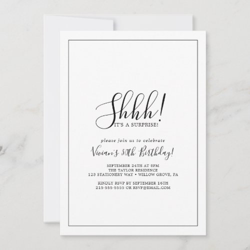 Minimalist Surprise Party Invitation