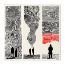 Minimalist Surrealist Linocut Art Noir 