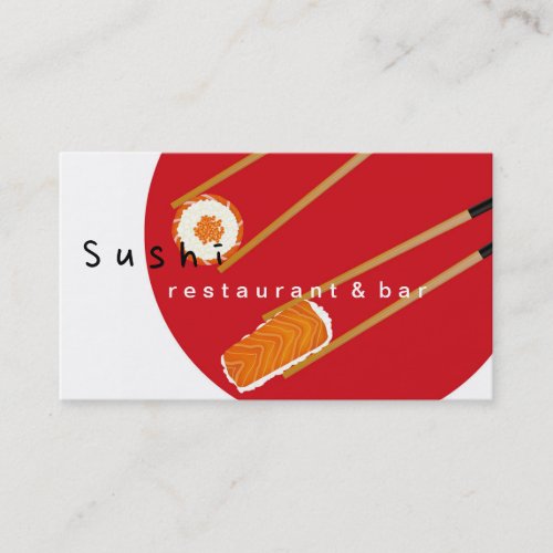 Minimalist Sushi Japanese Restaurant Chef Catering Business Card