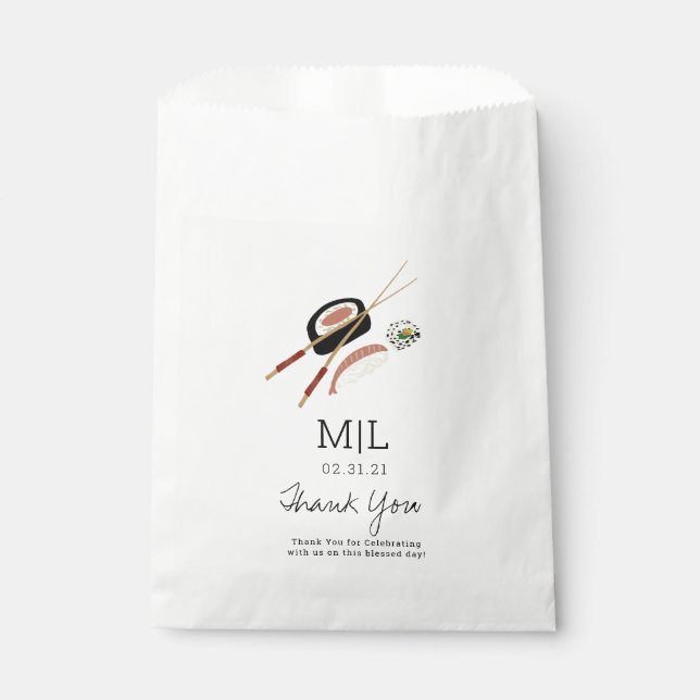 Minimalist Sushi Rolls Chopsticks Favor Bag (Front)