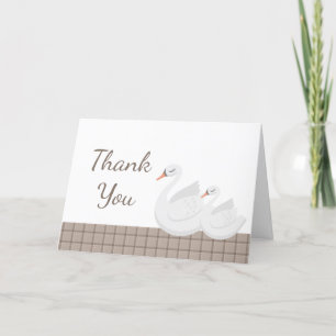 Minimalist Swan Plaid Gingham Boy Baby Shower  Thank You Card