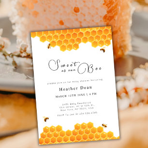 Minimalist Sweet As Can Bee Honey Baby Shower  Invitation