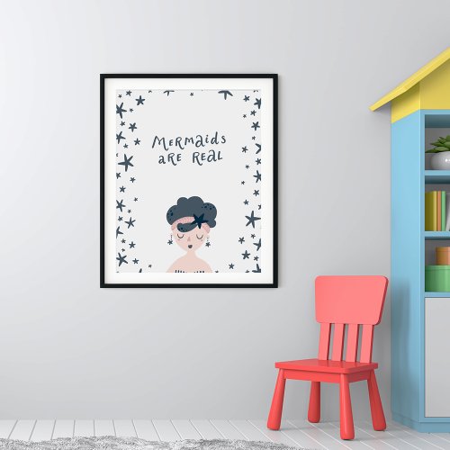 Minimalist Sweet Mermaids Nursery Dcor Poster