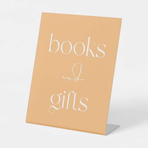 Minimalist Sweet Orange Books and Gifts Pedestal Sign