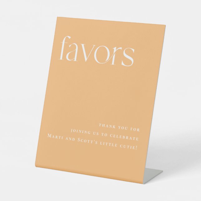 Minimalist Sweet Orange Favors Pedestal Sign (Front)