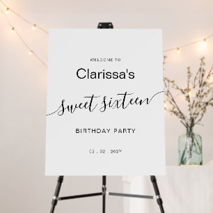 Minimalist Sweet Sixteen Birthday Party Welcome Foam Board