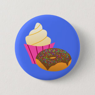 Minimalist Sweets - Cupcake and Donut Cartoon Button