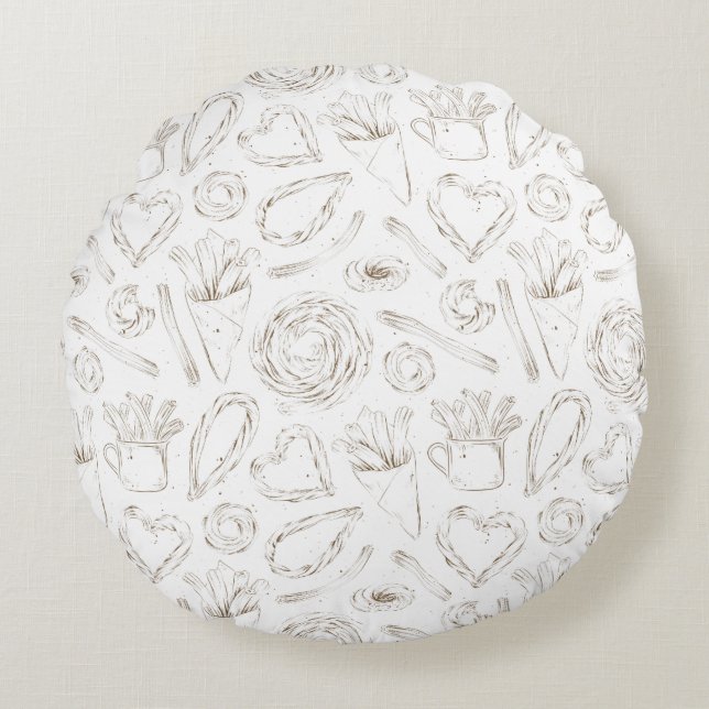 Minimalist Sweets Pattern Round Pillow (Front)