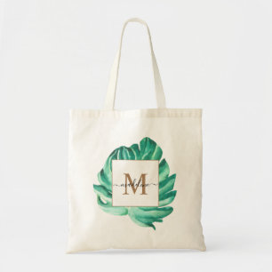 Minimalist Swiss Cheese Leave Monogram Script Tote Bag