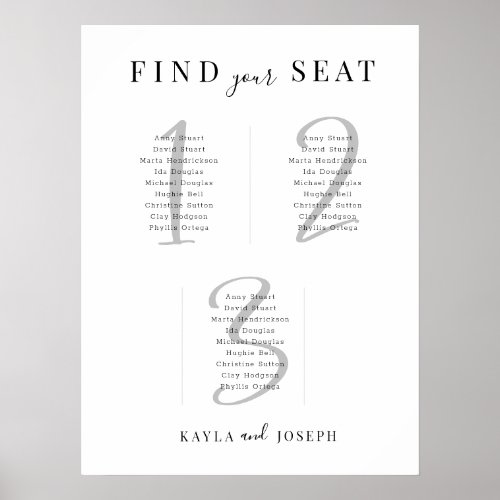 Minimalist Table 3 Wedding Seating Chart Board