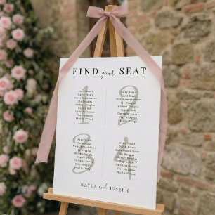 Minimalist Table 4 Seating Chart For Wedding Board
