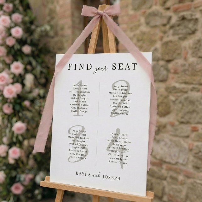 Minimalist Table 4 Seating Chart For Wedding Board (Creator Uploaded)