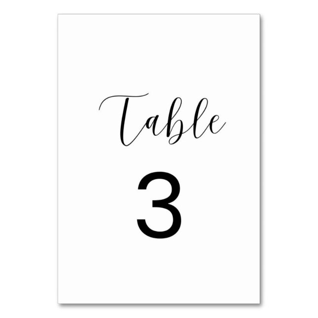 Minimalist Table Number 3 Card (Front)