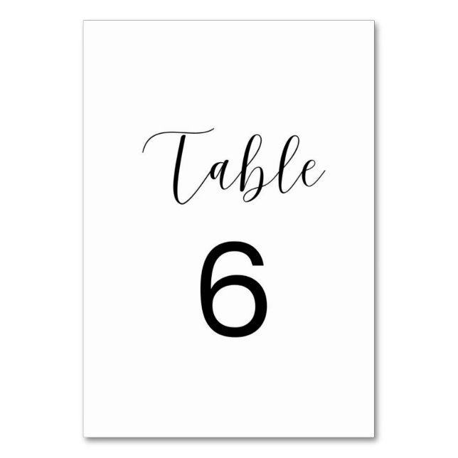 Minimalist Table Number 6 Card (Front)