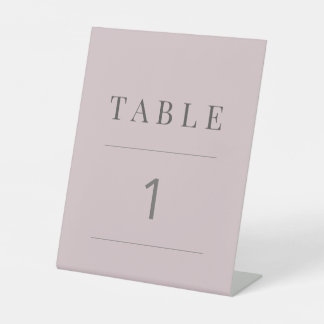 Minimalist Table Number Dusky Rose Pedestal Sign