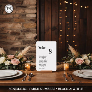 Minimalist Table Number & Integrated Guest List