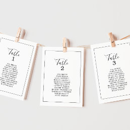 Minimalist Table Number Seating Chart Cards