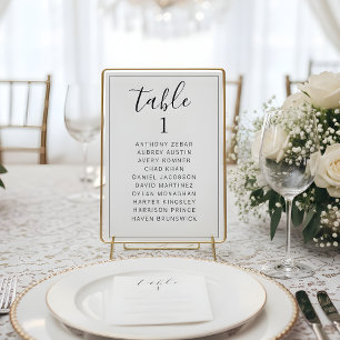 Minimalist Table Number Seating Chart Wedding Card