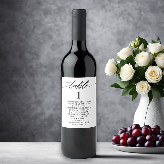 Minimalist Table Numbers Wedding  Wine Label (Creator Uploaded)