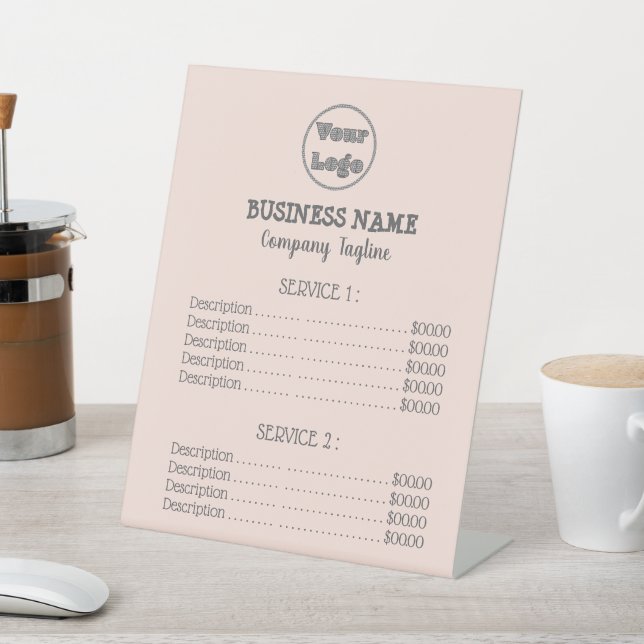 Minimalist Table Top Price List Pedestal Sign  (In SItu)