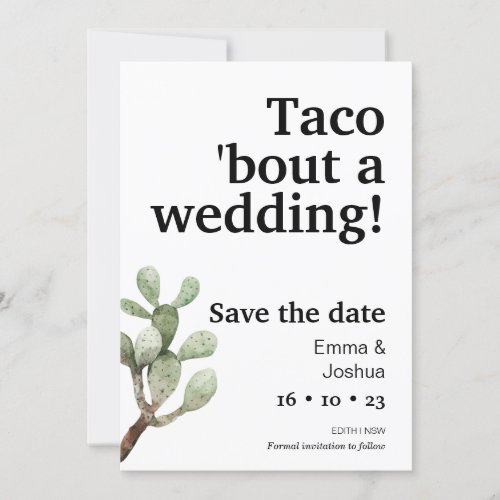 Minimalist Taco Bout A Wedding Save The Date Card