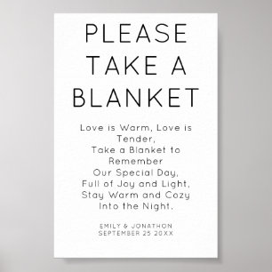 Minimalist Take a Blanket Wedding Sign