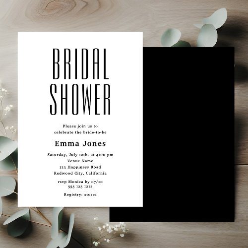 Minimalist Tall Sans Serif Bridal Shower Invitation