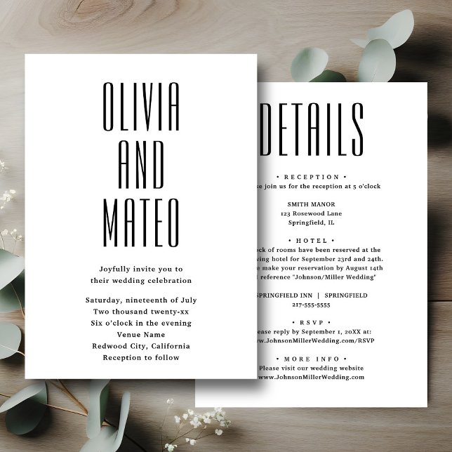Minimalist Tall Sans Serif Wedding Invitation (Creator Uploaded)