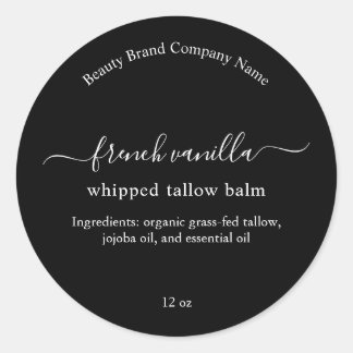 Minimalist Tallow Balm Black White Product Label