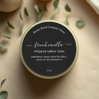 Minimalist Tallow Balm Black White Product Label