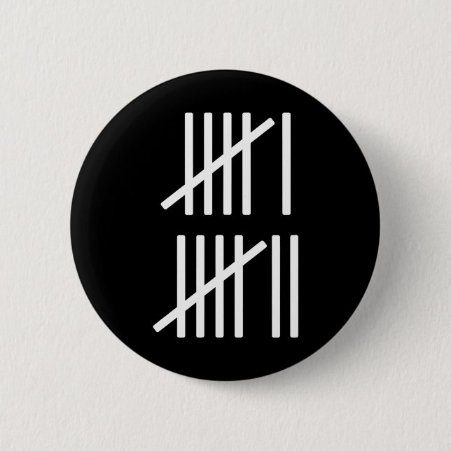 Minimalist Tally Marks Counting 67 Meme Slang 6 7  Button (Front)